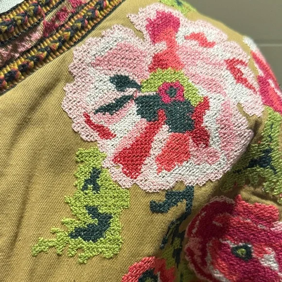 Floral Embroidered Women's Vintage Bomber Jacket - Picture 2 of 8